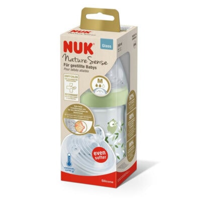 NUK Biberon en Verre Nature Sense avec Temperature 240ml