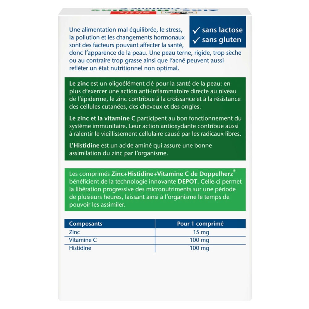 Aktiv zinc + histidine + vitamine c 30 comprimes