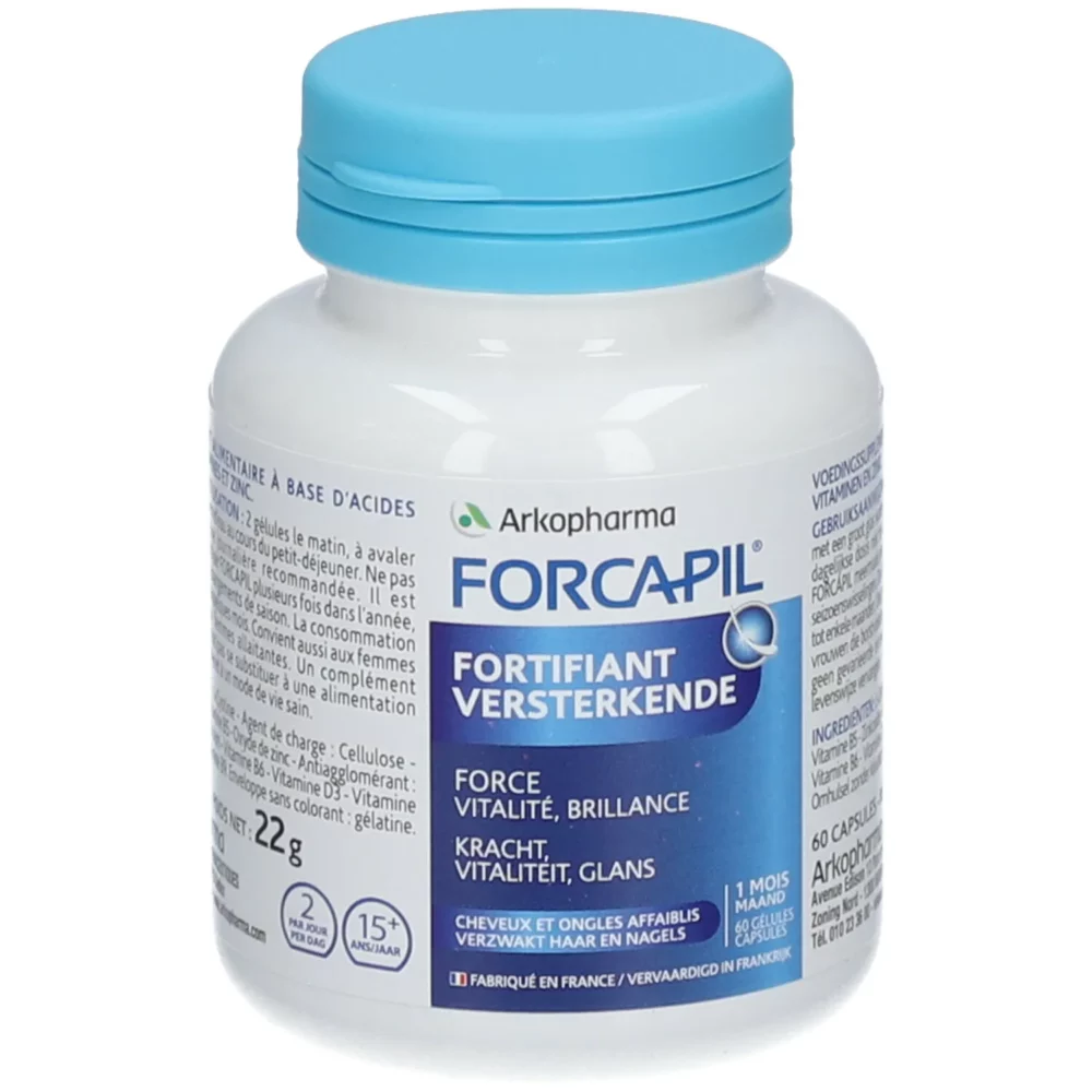 Forcapil cheveux et ongles zinc, vitamine 60 gélules