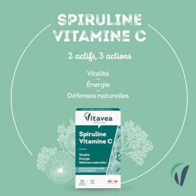 Vitavea spiruline vitamine c fer vitamine b9 30 gélules