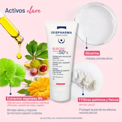 Isispharma ruboril® expert crème anti-rougeurs teintée spf50+ 40ml