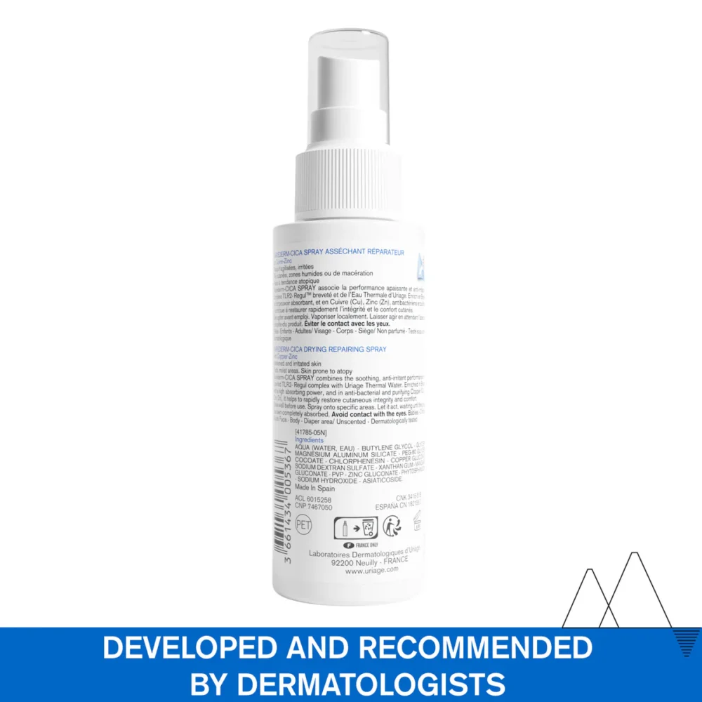 Uriage bariederm-cica spray asséchant réparateur peaux irritées 100ml