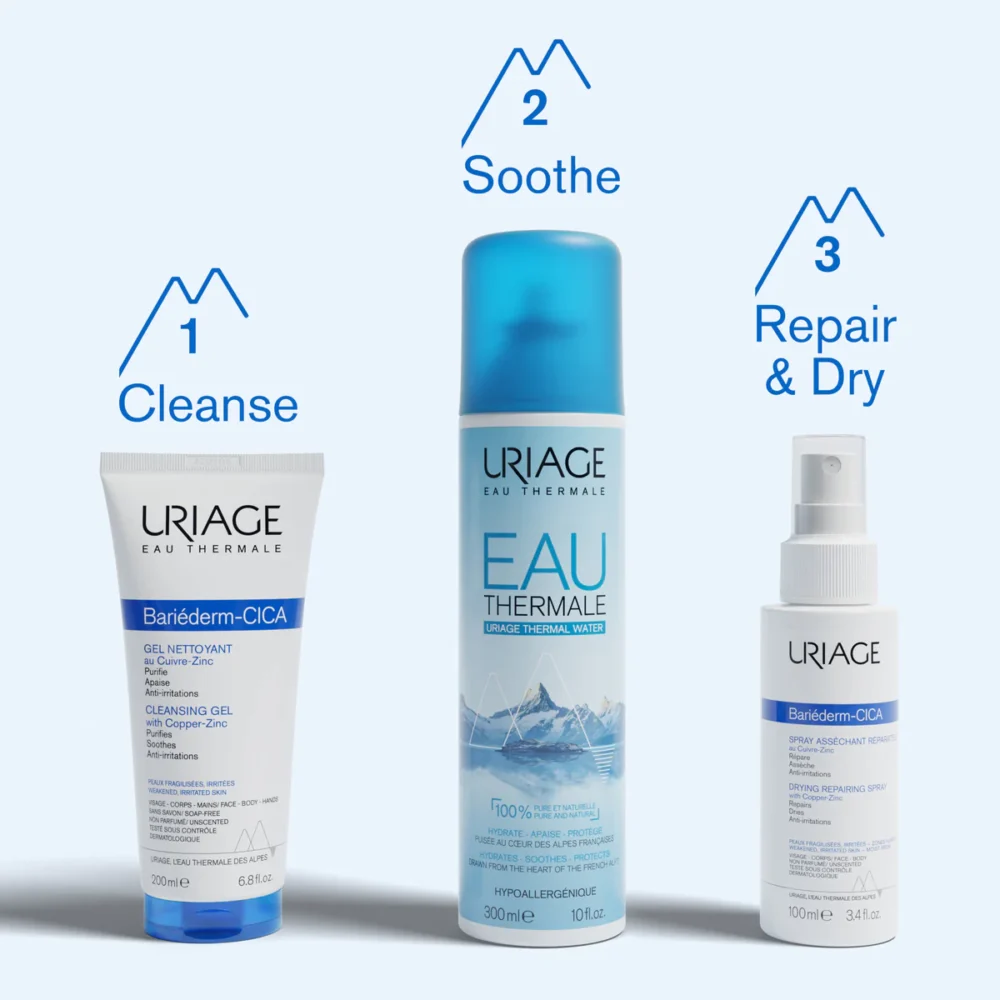 Uriage bariederm-cica spray asséchant réparateur peaux irritées 100ml