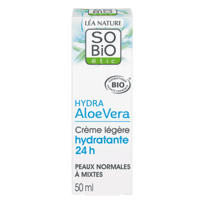 SO'BIO Crème Légère Hydratante HYDRA Aloe Vera 24h Jour 50 ml