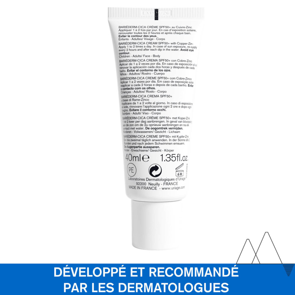 Uriage bariéderm cica crème au cuivre-zinc spf50+ 40ml