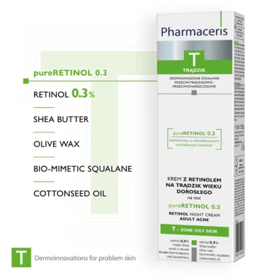 Pharmaceris t pureretinol 0. 3 crème de nuit anti-acne 40ml