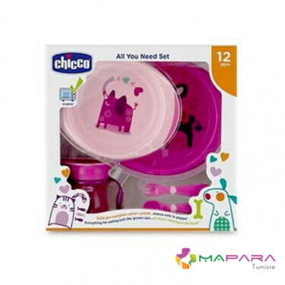 coffret repas bebe rose 12m girl chicco tunisie