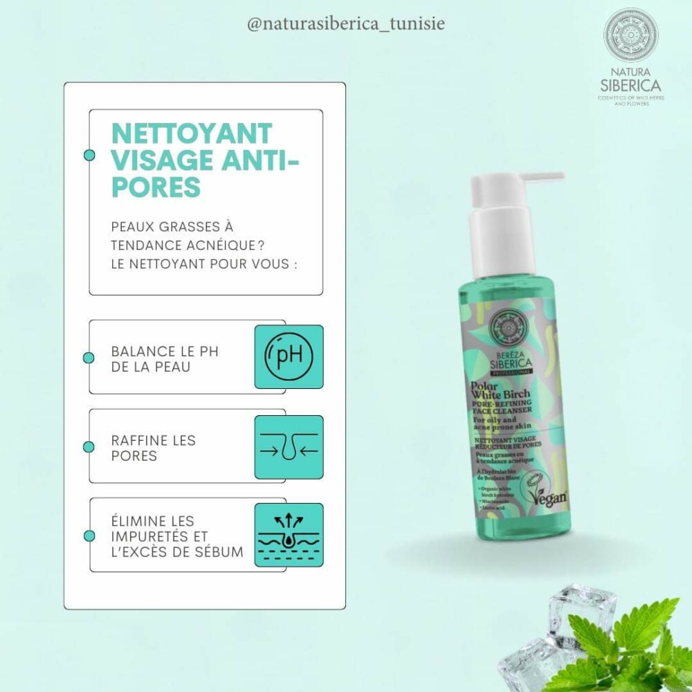 Natura siberica nettoyant visage réducteur de pores nettoyant visage