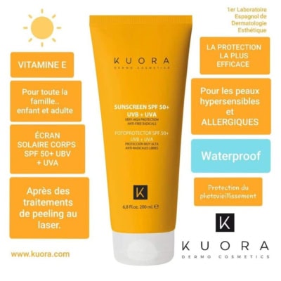 Kuora Ecran Solaire Visage et Corps SPF50+ 200ml.