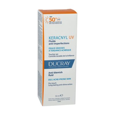 ducray keracnyl uv fluide anti imperfections peaux grasses a tendance acneique 50ml