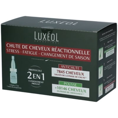 luxeol chute de cheveux réactionnelle protocole 2 en 1