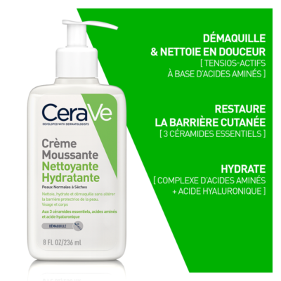 Cerave crème moussante nettoyante hydratante 236ml