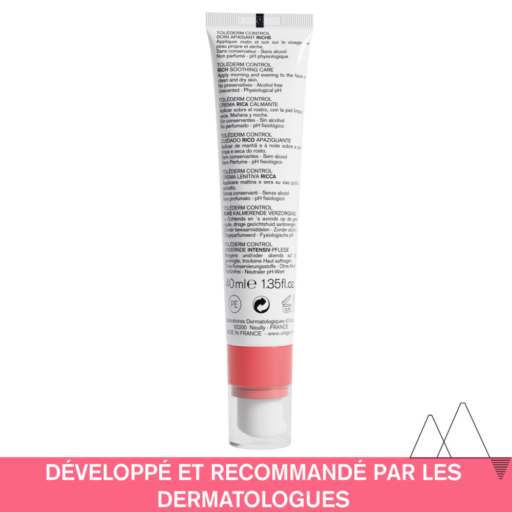 Uriage toléderm control soin apaisant riche 40ml