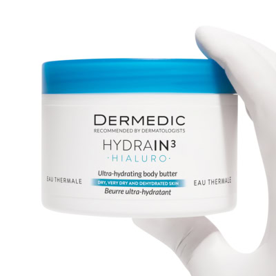 Dermedic hydrain3 beurre à l'acide hyaluronique pour corps 225ml