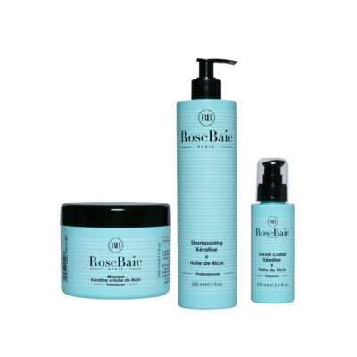 Rosebaie trio huile de ricin shampoing masque et sérum