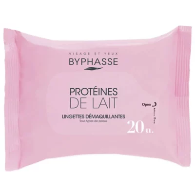 BYPHASSE Lingettes Demaquillantes Proteines De Lait Tous Types De Peaux 20u