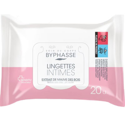 Les lingettes Sensitiv douceur BYPHASSE ont été spécialement conçues pour la toilette intime quotidienne des femmes. Leur formule très douce au pH neutre respecte la sensibilité de la zone intime.