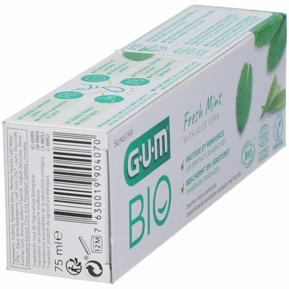 Gum bio dentifrice fresh mint et aloe vera 75ml