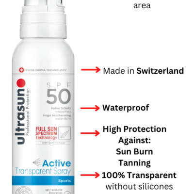 ULTRASUN Active Transparent Spray Sports SPF50 150ml