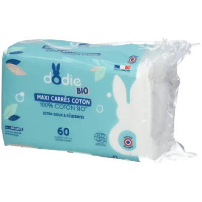 Dodie Maxi Carrés Coton Bio 60 unités