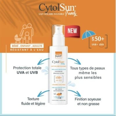 Cytolnat cytolsun lait solaire invisible family 200 ml