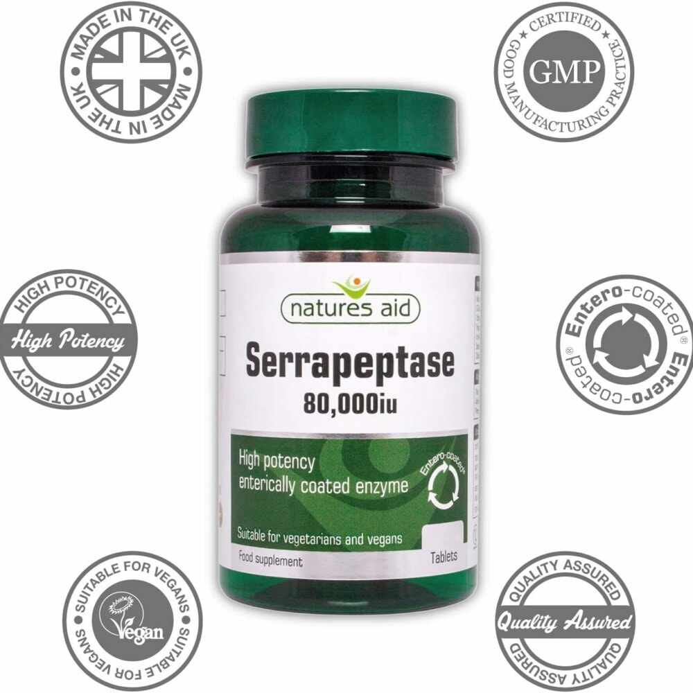 Natures aid serrapeptase 80000iu 90 gélules