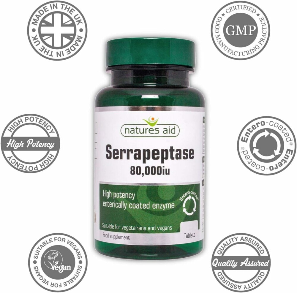 Natures aid serrapeptase 80000iu 90 gélules