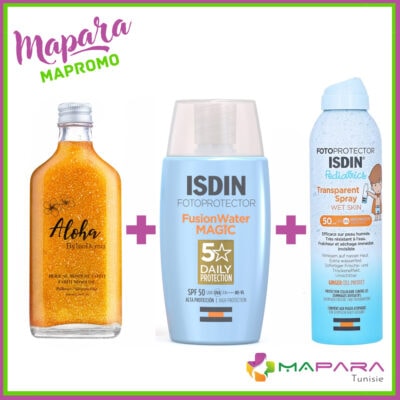 Trio Aloha Gold + ISDIN Écran Invisible + ISDIN Spray Pediatrics