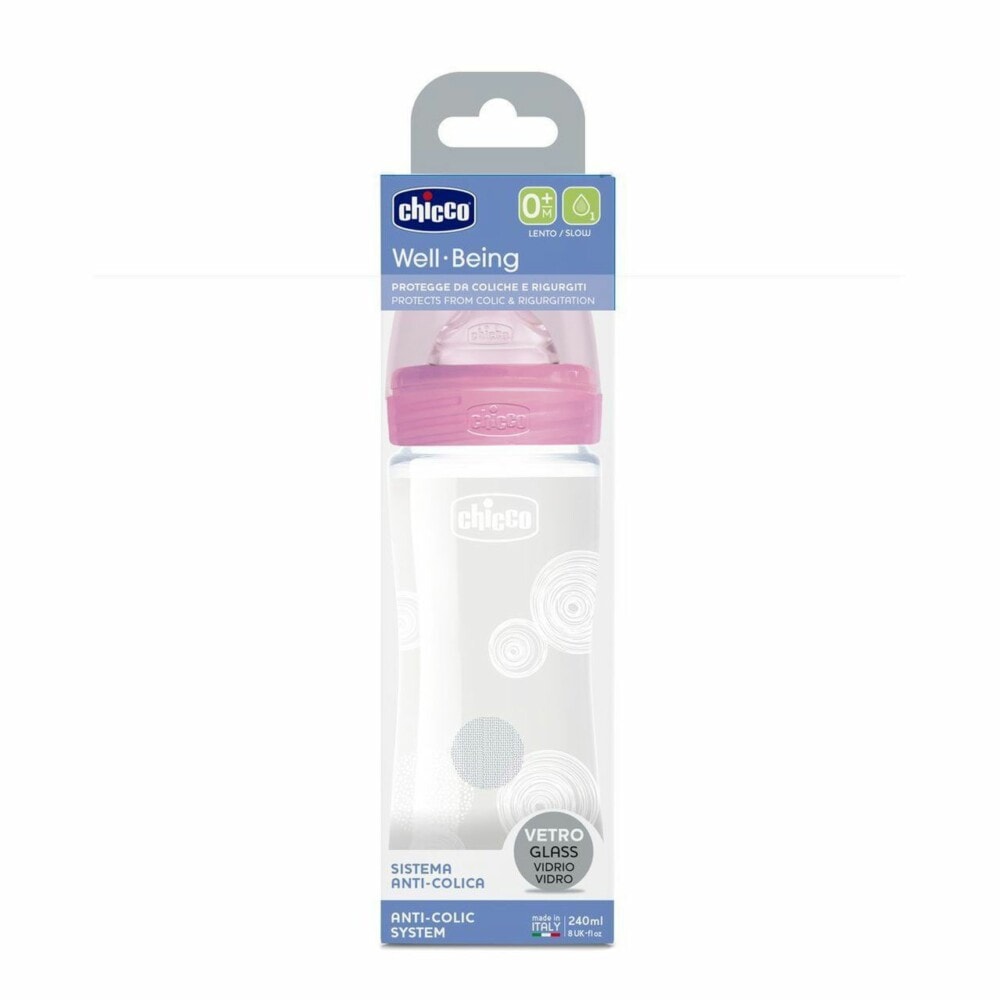 Chicco well being biberon verre débit lent 0 mois+ 240ml