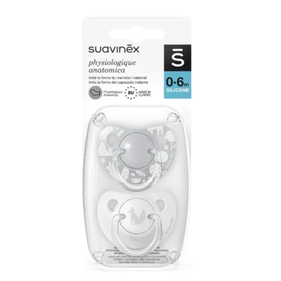 Suavinex 2 Sucettes Physiologique Silicone Fox Gris 0-6 mois