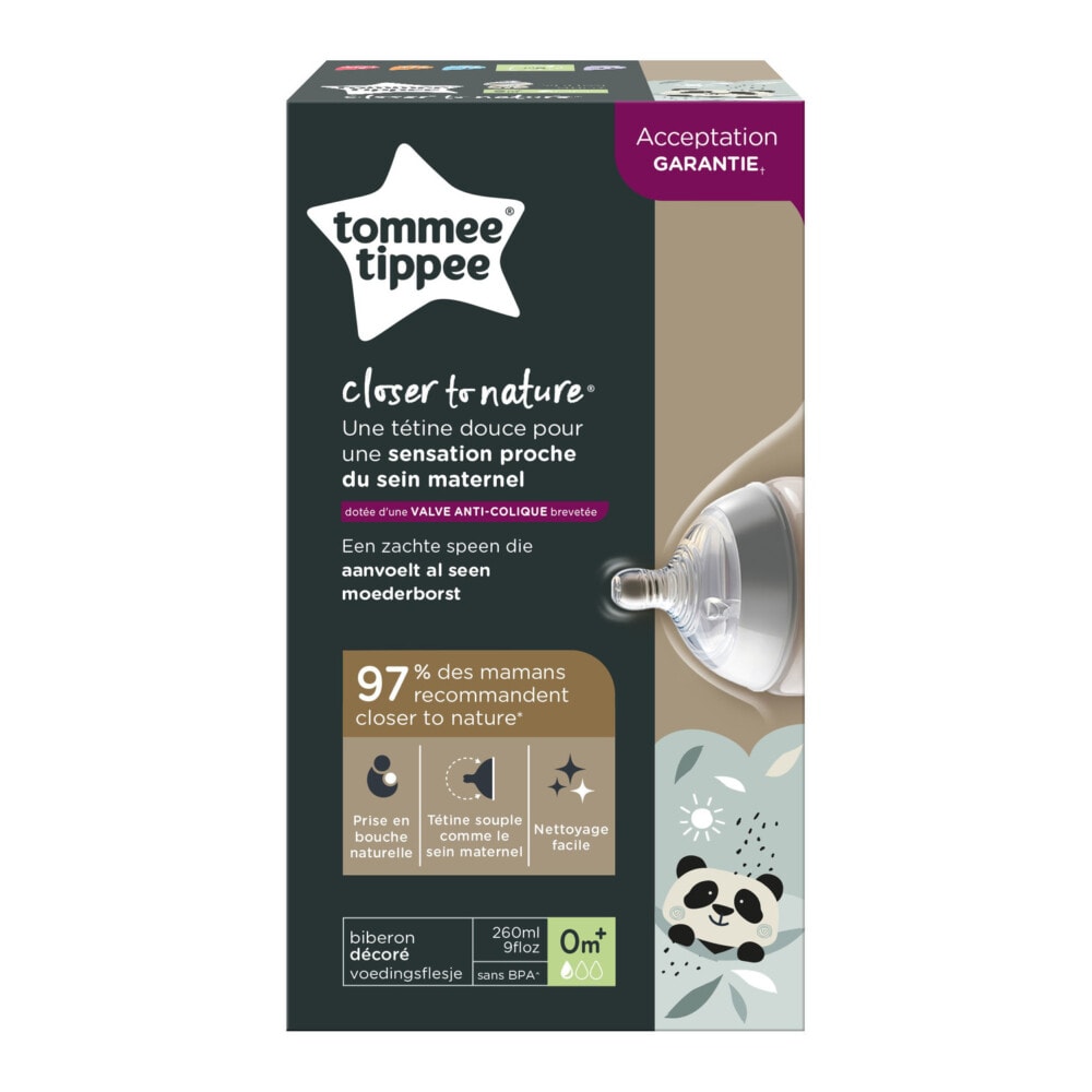 Tommee tippee biberon panda vert 0m+ 260ml