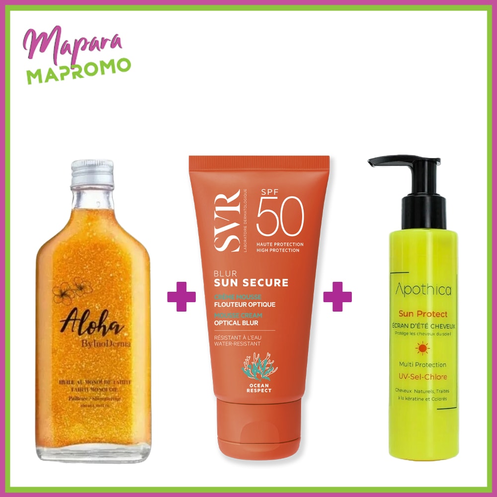 Trio Aloha Gold + SVR Blur + APOTHICA SUN Écrans Solaires pour les Cheveux