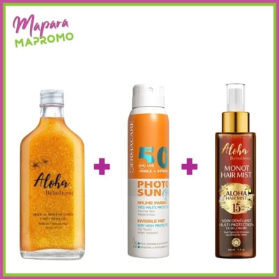 Trio aloha gold + dermacare brume + aloha monoi hair mist