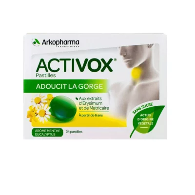 Activox Menthe Eucalyptus sans Sucre 24 Pastilles