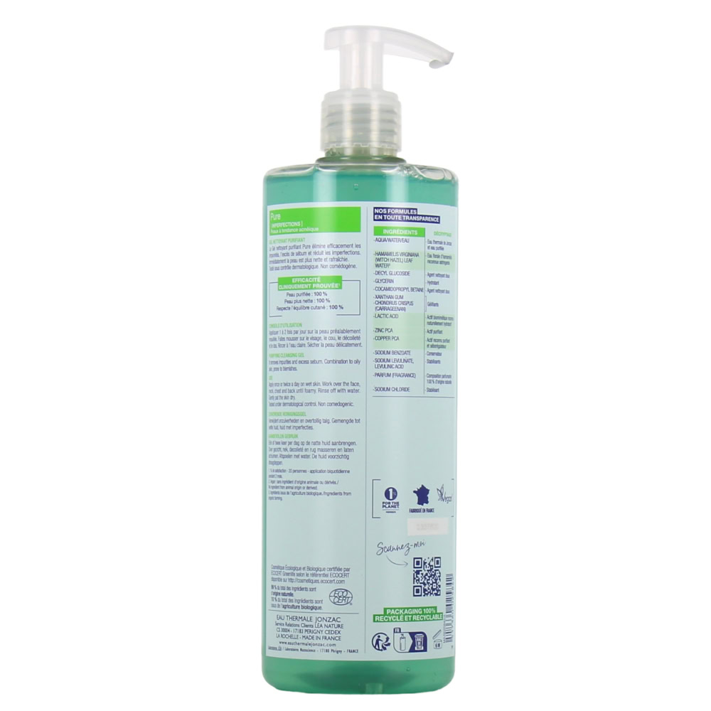 Jonzac pure gel nettoyant purifiant 500ml