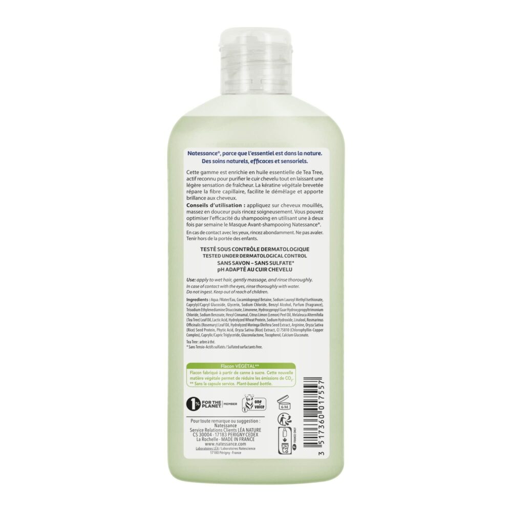 Natessance shampoing équilibrant purifiant tea tree 250 ml