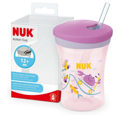 Nuk action cup tasse paille 12 mois et + 230 ml