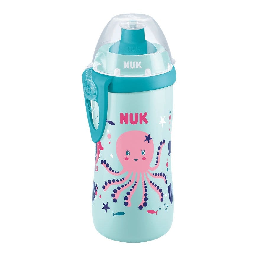 NUK Gourde d'apprentissage Junior Cup avec bec push-pull, 300 ml, à  partir de 18 mois, anti-fuite, clip, sans BPA