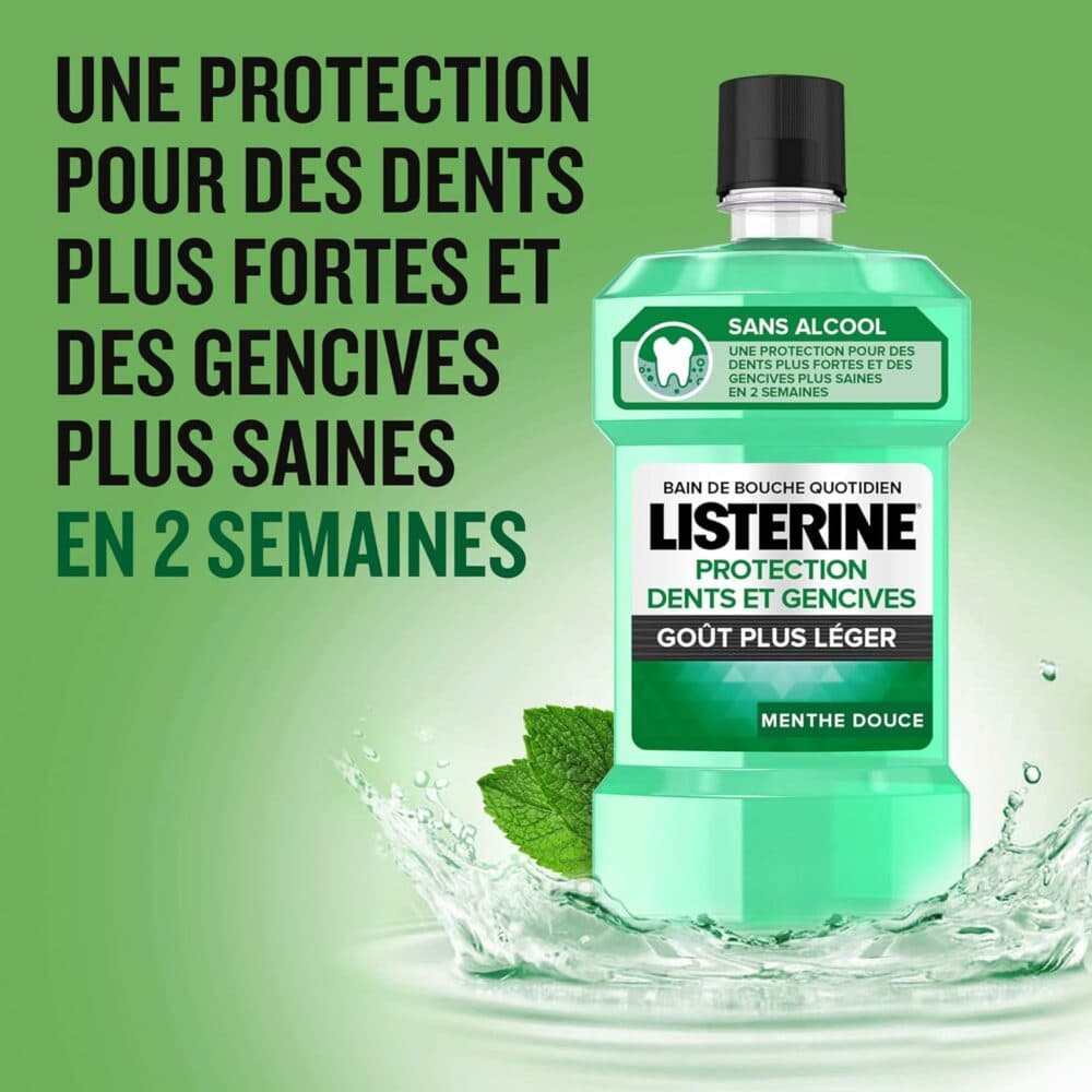 Listerine bain bouche protection dents/gencives gout leger 500 ml