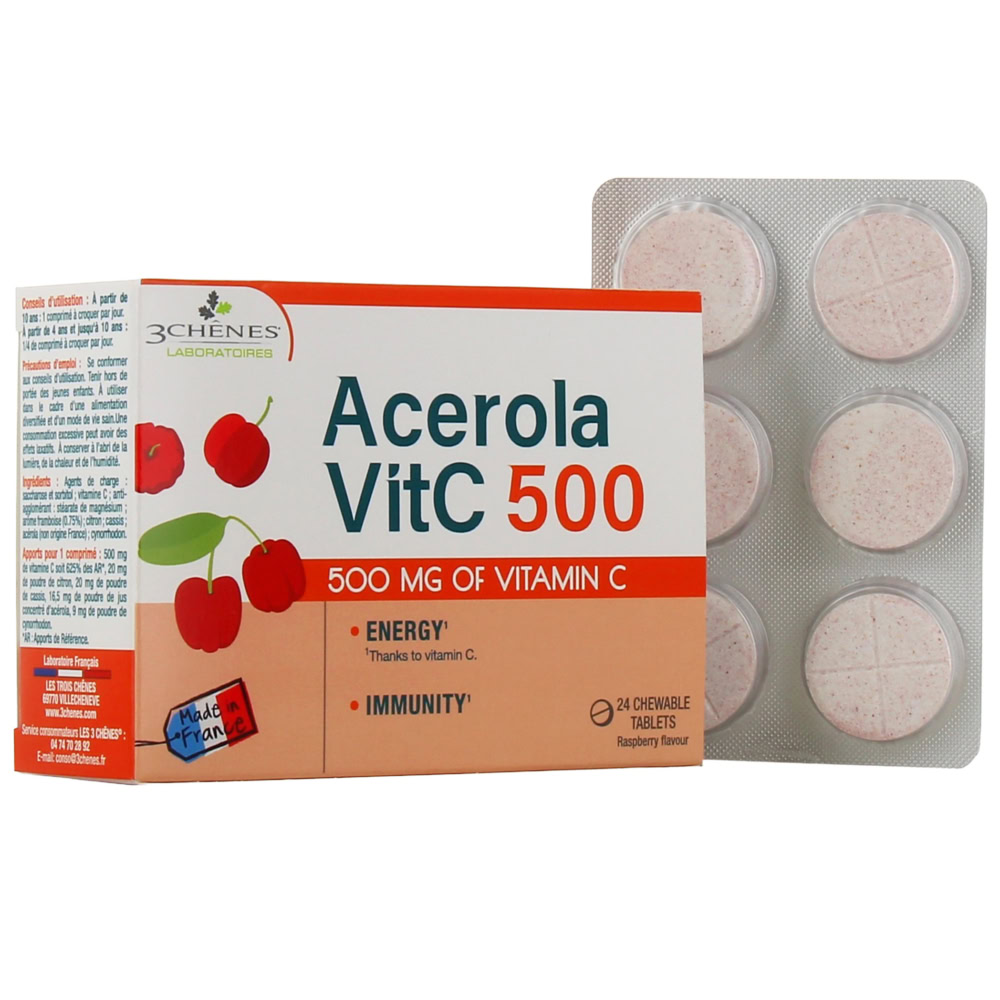 3 chenes acerola 500 24 comprimes