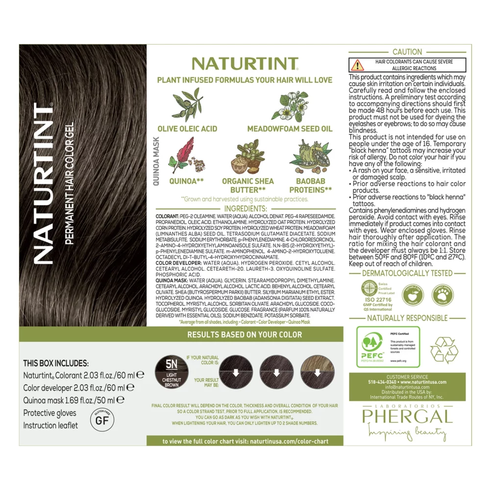 Naturtint colorant permanent en gel 5n châtain clair 170ml