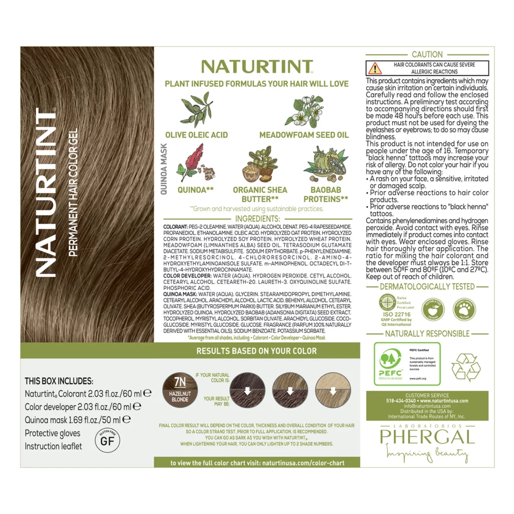 Naturtint colorant permanent en gel 7n blond noisette 170ml