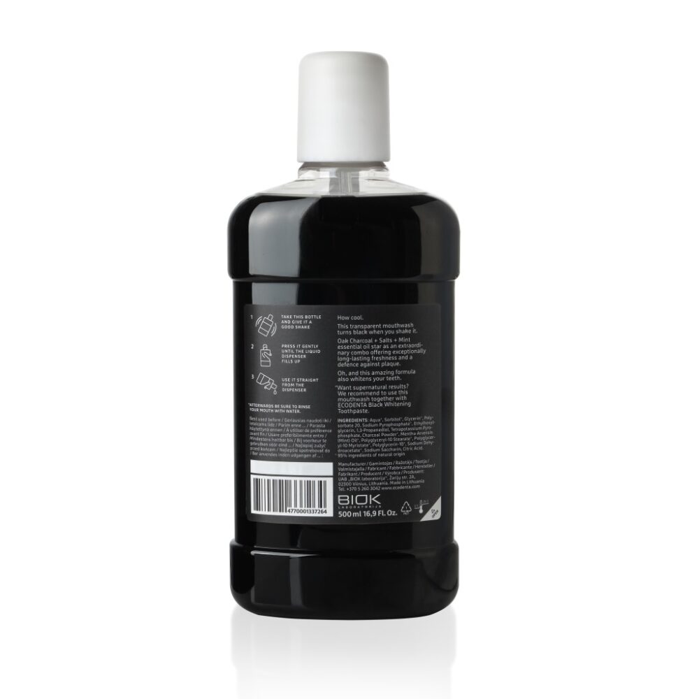 Ecodenta bain de bouche expert noir blanchissant charbon 500ml