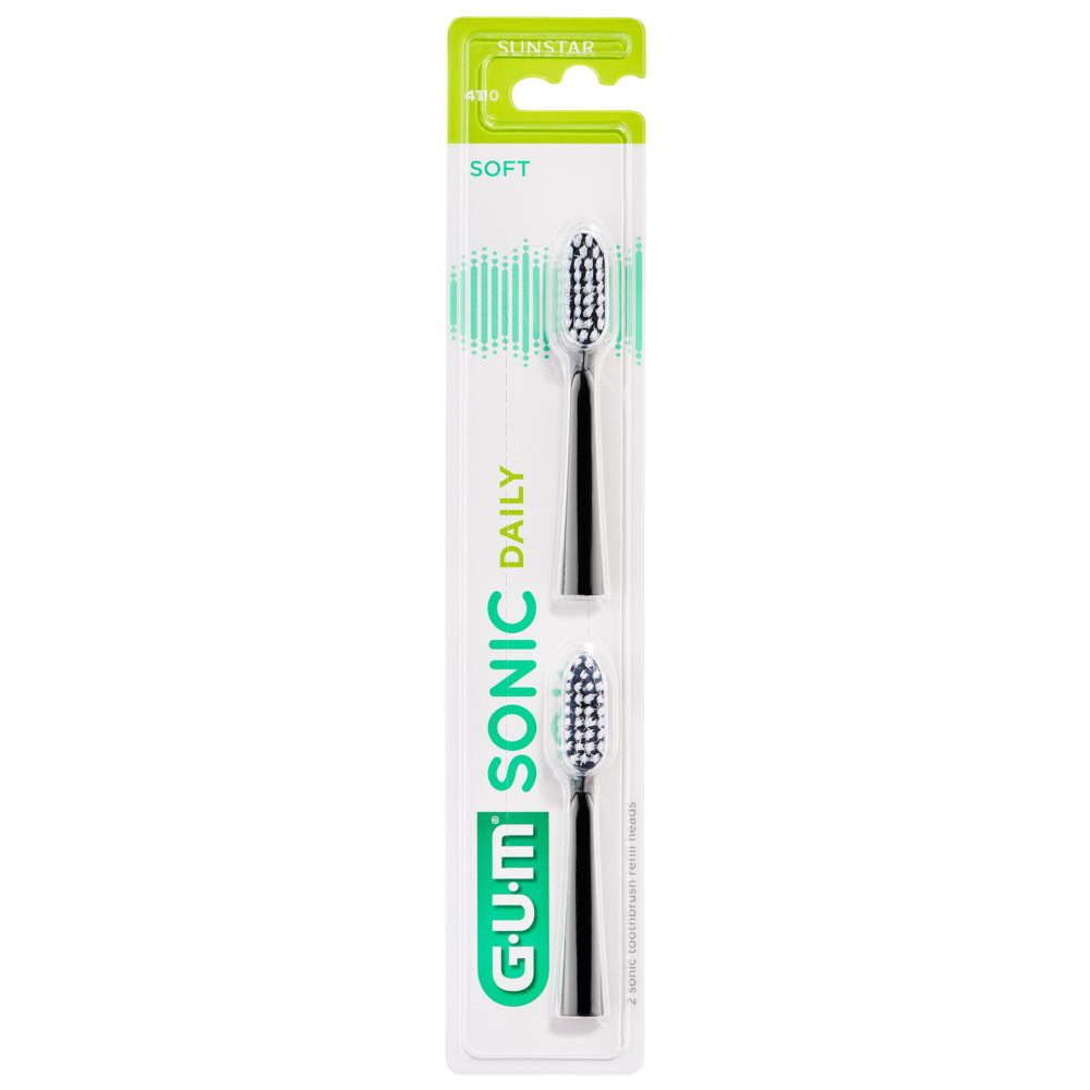 Gum sonic daily recharges brosse à dents noire souple, 2 unités 4110