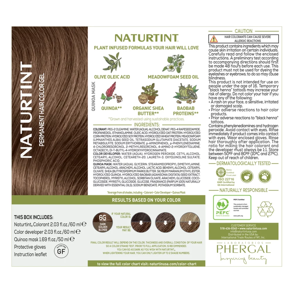 Naturtint colorant permanent en gel 6g blond foncé doré 170ml