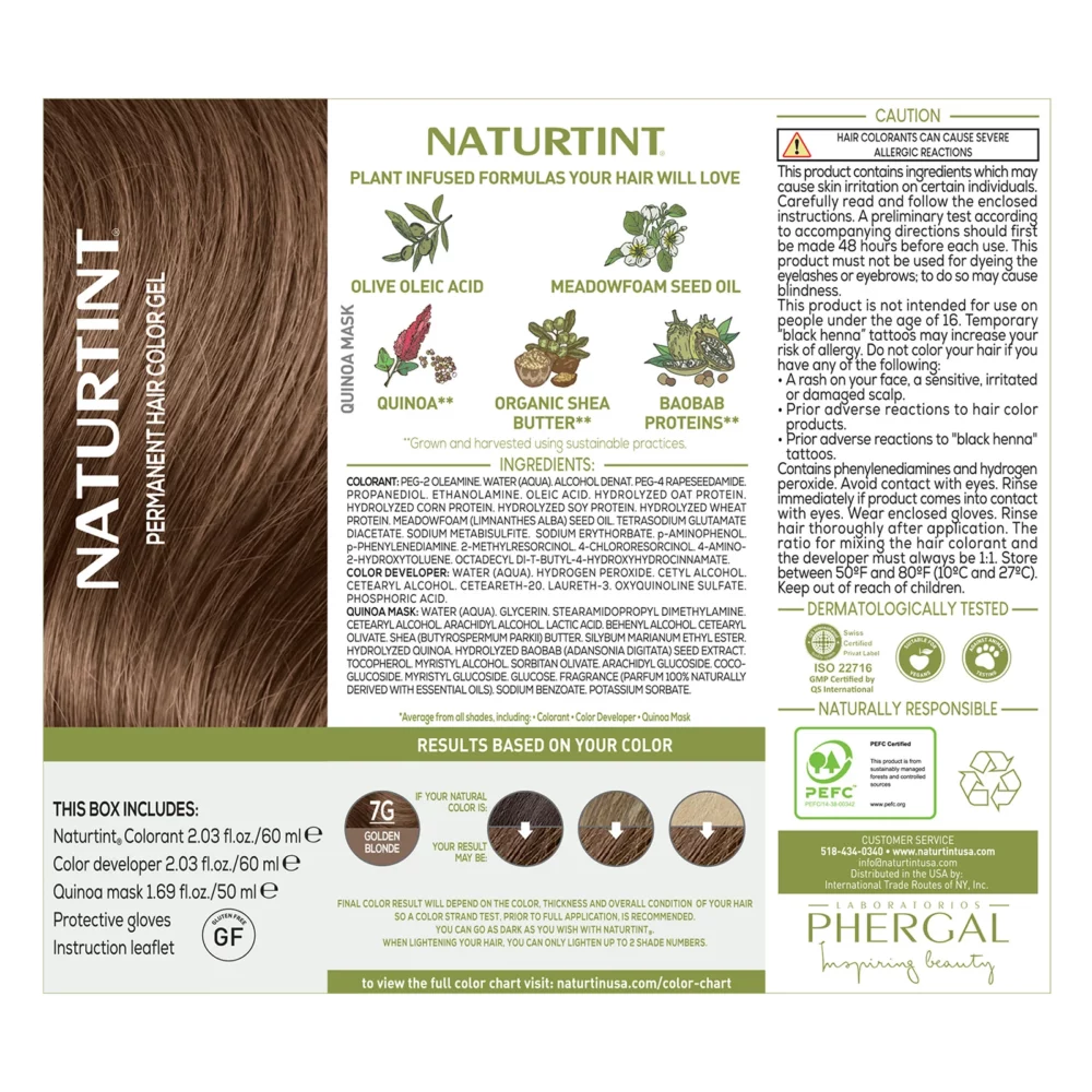 Naturtint colorant permanent en gel 7g blond doré 170ml