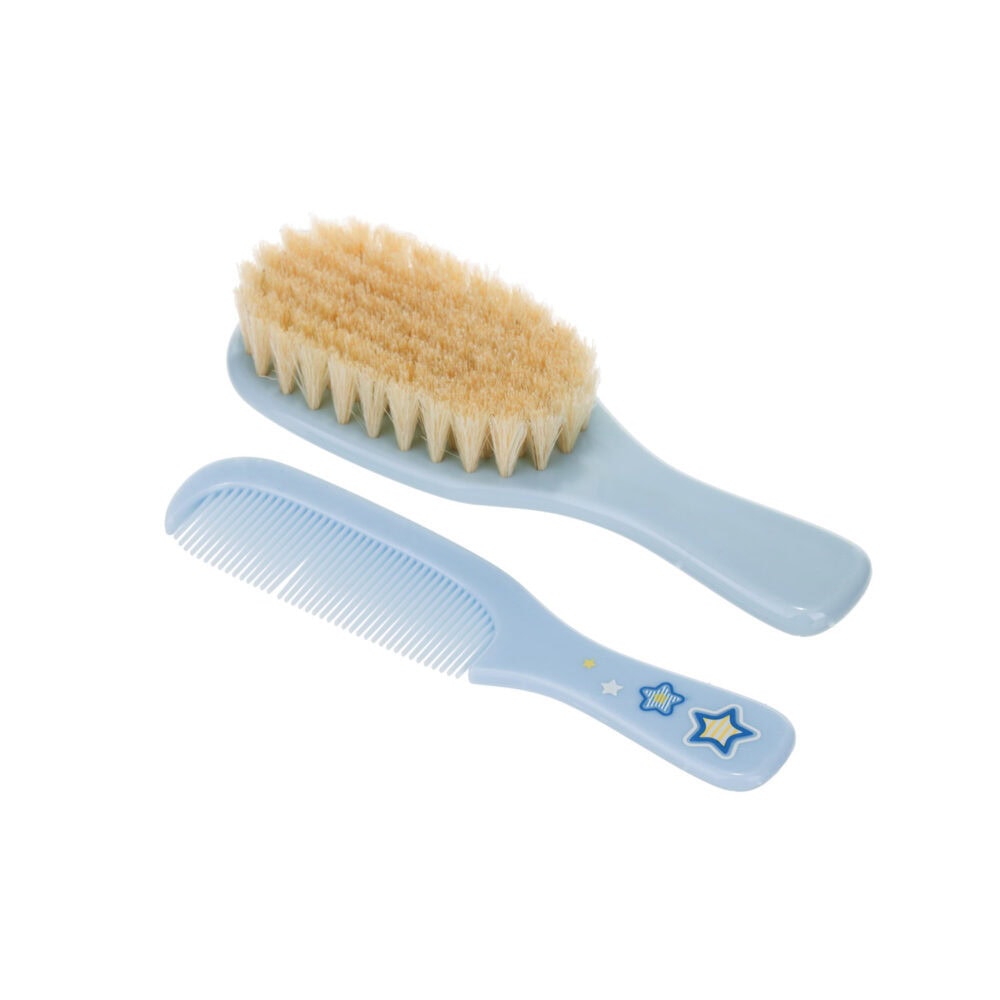 Canpol babies brosse et peigne poils naturels - nouveau ne bleu - 7/406