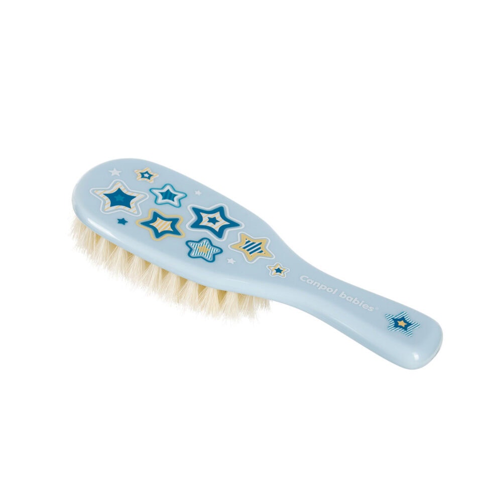 Canpol babies brosse et peigne poils naturels - nouveau ne bleu - 7/406