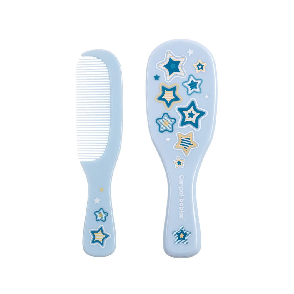 Canpol babies brosse et peigne poils naturels - nouveau ne bleu - 7/406