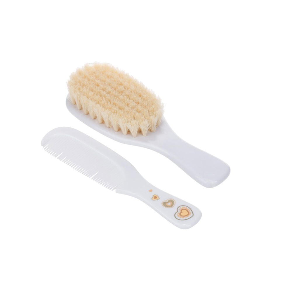 Canpol brosse et peigne poils naturels - nouveau ne blanc - 7/406